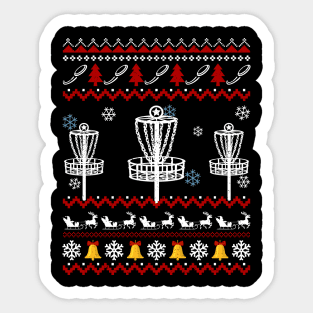 Funny Disc Golf Ugly Christmas Sweater Sticker